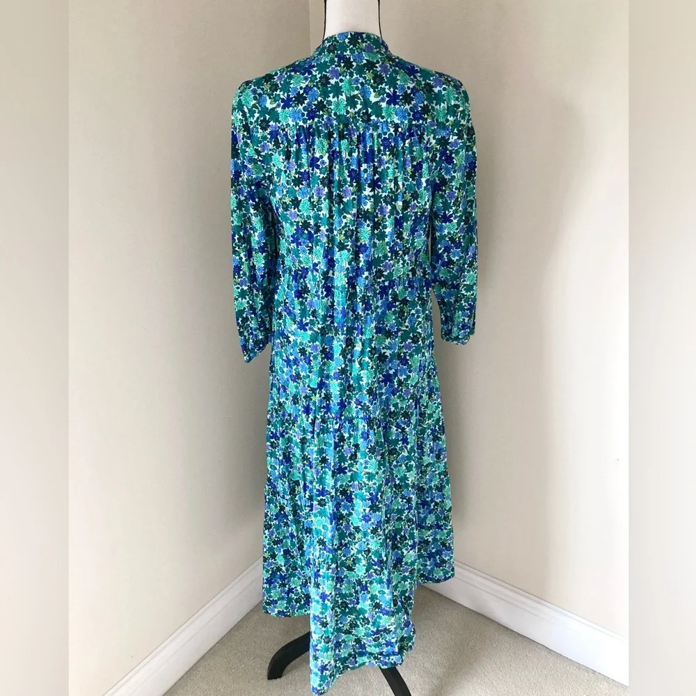 Zara Floral Print Green Dress Size S - Picture 10 of 12